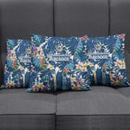 Canterbury-Bankstown Bulldogs Pillow Cover Tropical Hibiscus Floral Pattern With Blue And White Accents