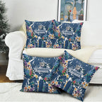 Canterbury-Bankstown Bulldogs Pillow Cover Tropical Hibiscus Floral Pattern With Blue And White Accents