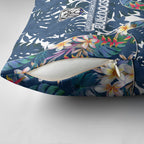 Canterbury-Bankstown Bulldogs Pillow Cover Tropical Hibiscus Floral Pattern With Blue And White Accents