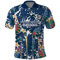 Canterbury-Bankstown Bulldogs Polo Shirt Tropical Hibiscus Floral Pattern With Blue And White Accents