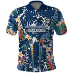 Canterbury-Bankstown Bulldogs Polo Shirt Tropical Hibiscus Floral Pattern With Blue And White Accents