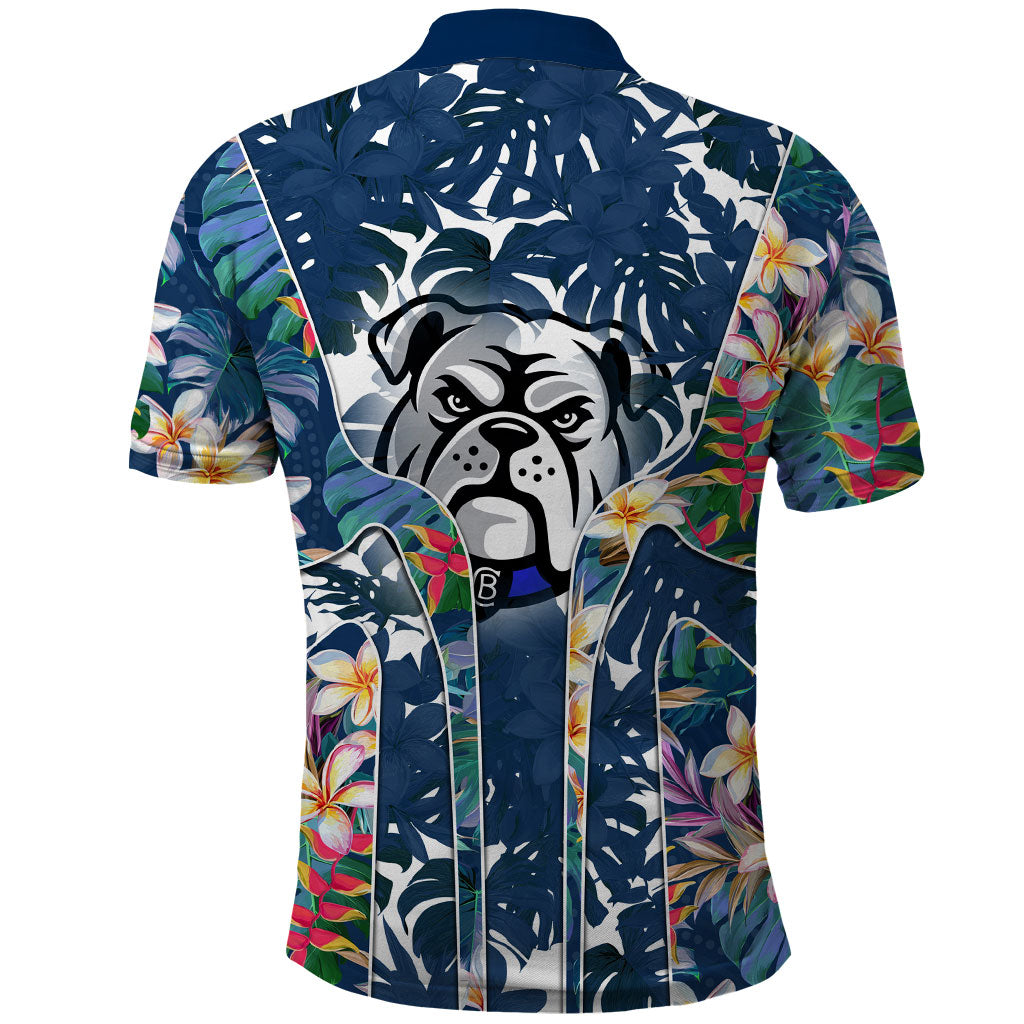 Canterbury-Bankstown Bulldogs Polo Shirt Tropical Hibiscus Floral Pattern With Blue And White Accents