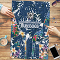 Canterbury-Bankstown Bulldogs Puzzle Tropical Hibiscus Floral Pattern With Blue And White Accents