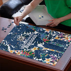 Canterbury-Bankstown Bulldogs Puzzle Tropical Hibiscus Floral Pattern With Blue And White Accents