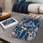 Canterbury-Bankstown Bulldogs Puzzle Tropical Hibiscus Floral Pattern With Blue And White Accents