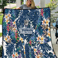 Canterbury-Bankstown Bulldogs Quilt Tropical Hibiscus Floral Pattern With Blue And White Accents