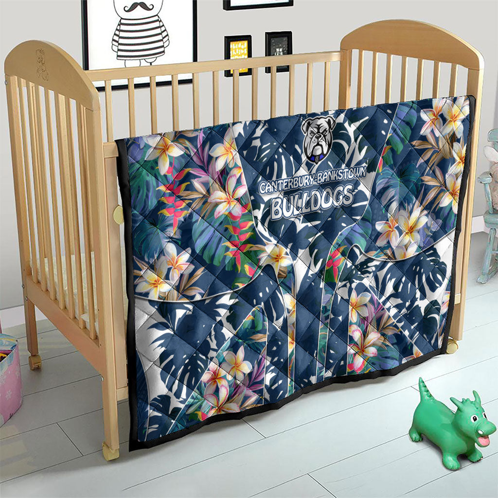 Canterbury-Bankstown Bulldogs Quilt Tropical Hibiscus Floral Pattern With Blue And White Accents