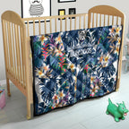 Canterbury-Bankstown Bulldogs Quilt Tropical Hibiscus Floral Pattern With Blue And White Accents