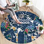 Canterbury-Bankstown Bulldogs Round Carpet Tropical Hibiscus Floral Pattern With Blue And White Accents