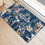 Canterbury-Bankstown Bulldogs Rubber Doormat Tropical Hibiscus Floral Pattern With Blue And White Accents