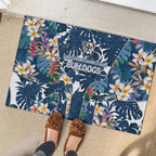Canterbury-Bankstown Bulldogs Rubber Doormat Tropical Hibiscus Floral Pattern With Blue And White Accents