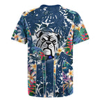 Canterbury-Bankstown Bulldogs Rugby Jersey Tropical Hibiscus Floral Pattern With Blue And White Accents
