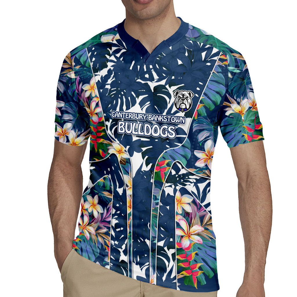 Canterbury-Bankstown Bulldogs Rugby Jersey Tropical Hibiscus Floral Pattern With Blue And White Accents