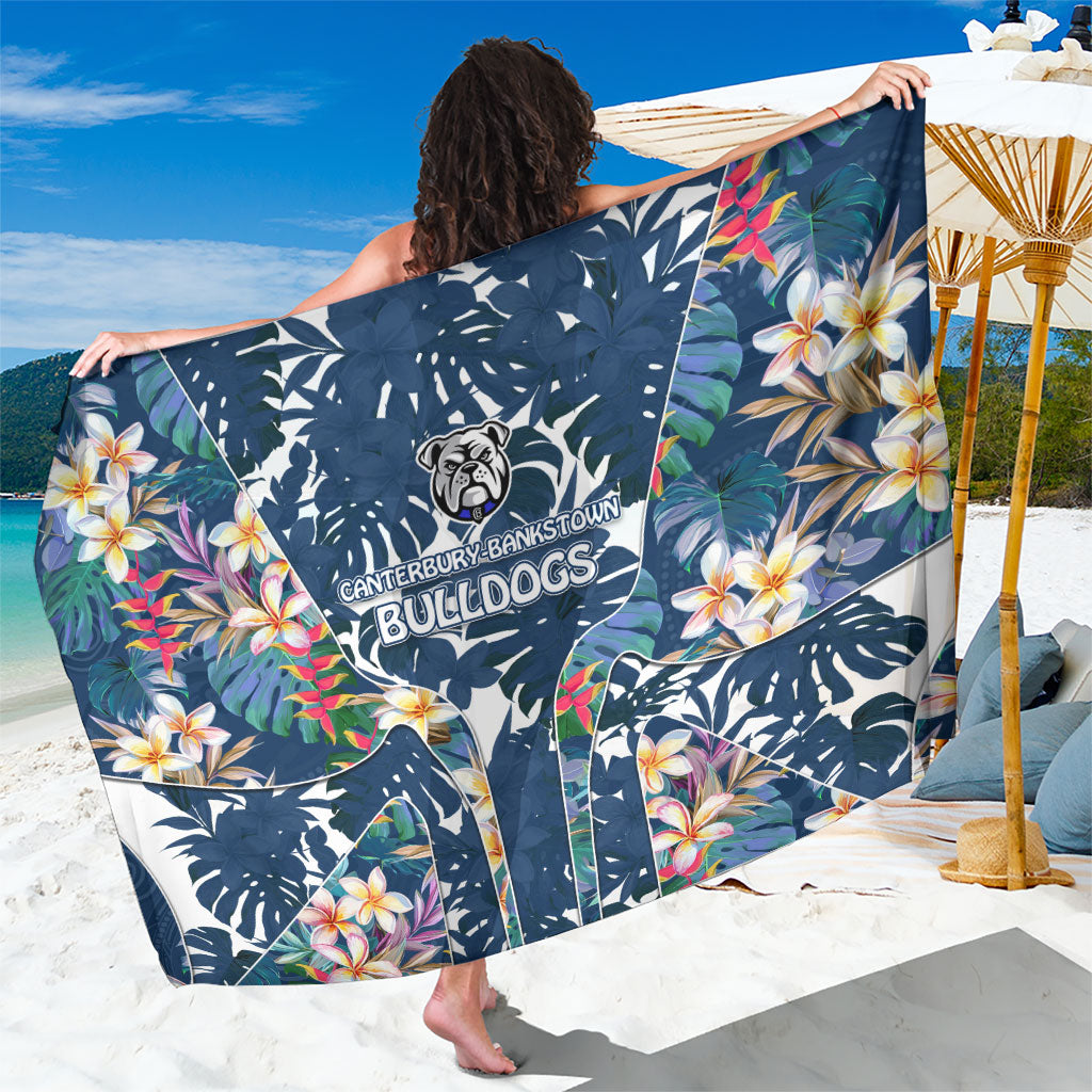Canterbury-Bankstown Bulldogs Sarong Tropical Hibiscus Floral Pattern With Blue And White Accents