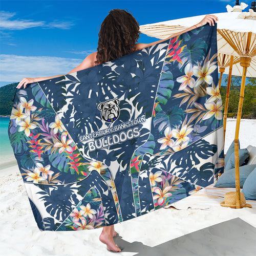Canterbury-Bankstown Bulldogs Sarong Tropical Hibiscus Floral Pattern With Blue And White Accents