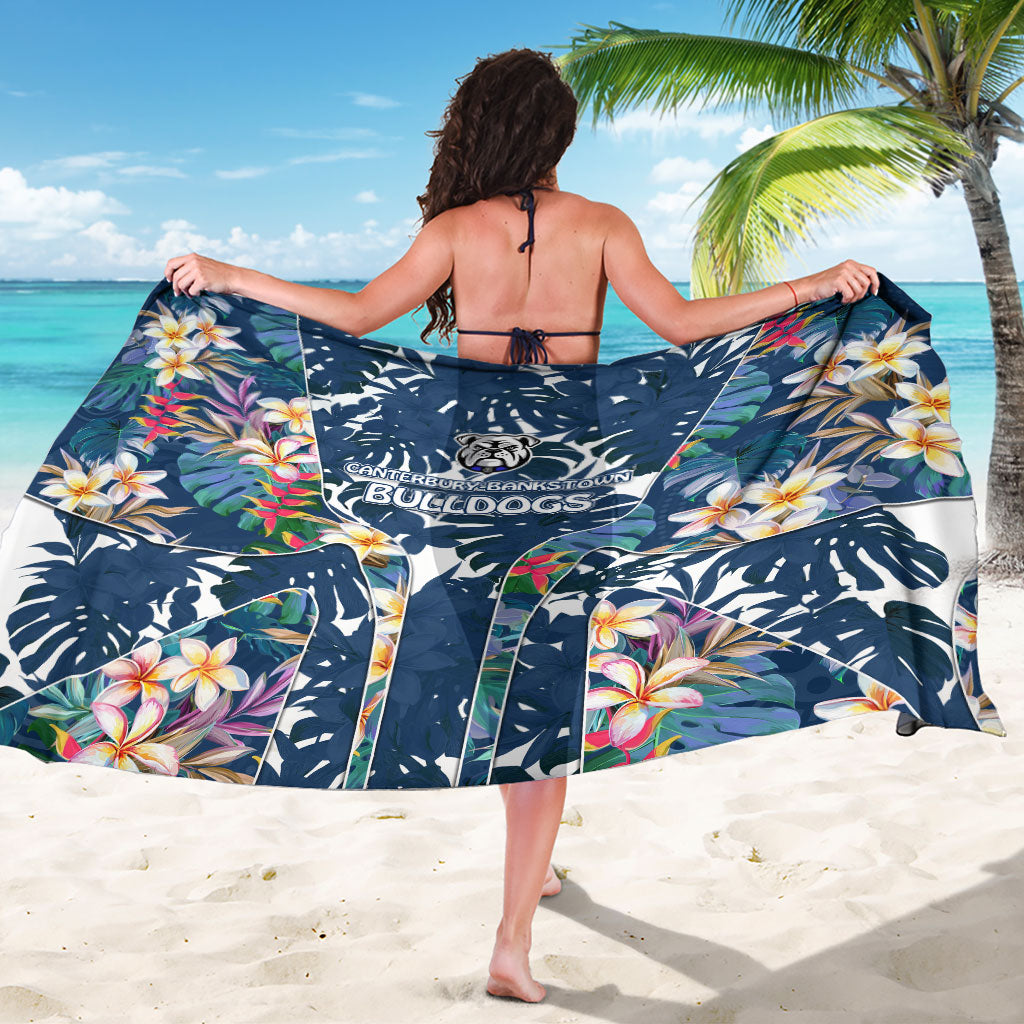 Canterbury-Bankstown Bulldogs Sarong Tropical Hibiscus Floral Pattern With Blue And White Accents