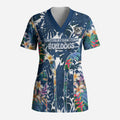 Canterbury-Bankstown Bulldogs Scrub Top Tropical Hibiscus Floral Pattern With Blue And White Accents