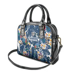 Canterbury-Bankstown Bulldogs Shoulder Handbag Tropical Hibiscus Floral Pattern With Blue And White Accents