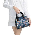 Canterbury-Bankstown Bulldogs Shoulder Handbag Tropical Hibiscus Floral Pattern With Blue And White Accents