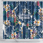 Canterbury-Bankstown Bulldogs Shower Curtain Tropical Hibiscus Floral Pattern With Blue And White Accents