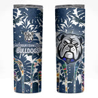 Canterbury-Bankstown Bulldogs Skinny Tumbler Tropical Hibiscus Floral Pattern With Blue And White Accents