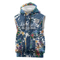 Canterbury-Bankstown Bulldogs Sleeveless Hoodie Tropical Hibiscus Floral Pattern With Blue And White Accents