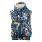 Canterbury-Bankstown Bulldogs Sleeveless Hoodie Tropical Hibiscus Floral Pattern With Blue And White Accents