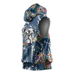 Canterbury-Bankstown Bulldogs Sleeveless Hoodie Tropical Hibiscus Floral Pattern With Blue And White Accents