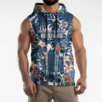 Canterbury-Bankstown Bulldogs Sleeveless Hoodie Tropical Hibiscus Floral Pattern With Blue And White Accents