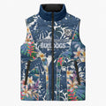 Canterbury-Bankstown Bulldogs Sleeveless Puffer Jacket Tropical Hibiscus Floral Pattern With Blue And White Accents