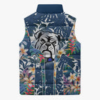 Canterbury-Bankstown Bulldogs Sleeveless Puffer Jacket Tropical Hibiscus Floral Pattern With Blue And White Accents