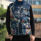 Canterbury-Bankstown Bulldogs Sleeveless Puffer Jacket Tropical Hibiscus Floral Pattern With Blue And White Accents