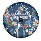 Canterbury-Bankstown Bulldogs Spare Tire Cover Tropical Hibiscus Floral Pattern With Blue And White Accents