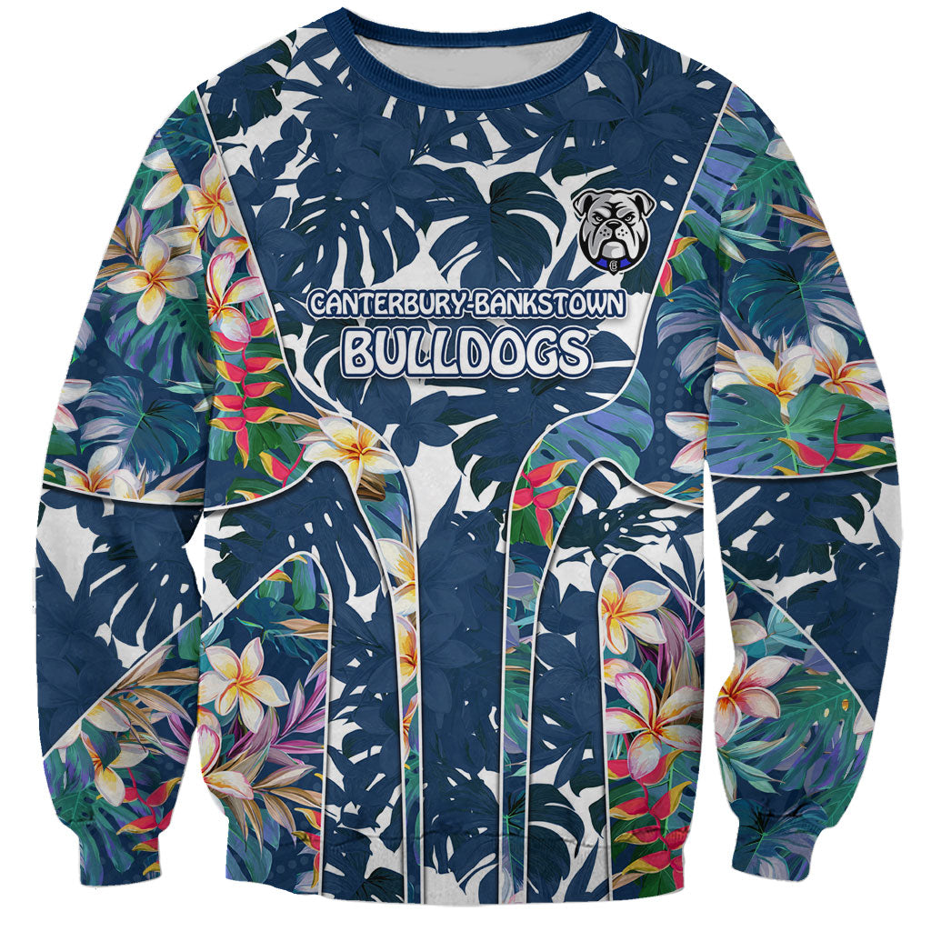 Canterbury-Bankstown Bulldogs Sweatshirt Tropical Hibiscus Floral Pattern With Blue And White Accents
