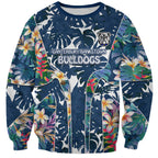 Canterbury-Bankstown Bulldogs Sweatshirt Tropical Hibiscus Floral Pattern With Blue And White Accents