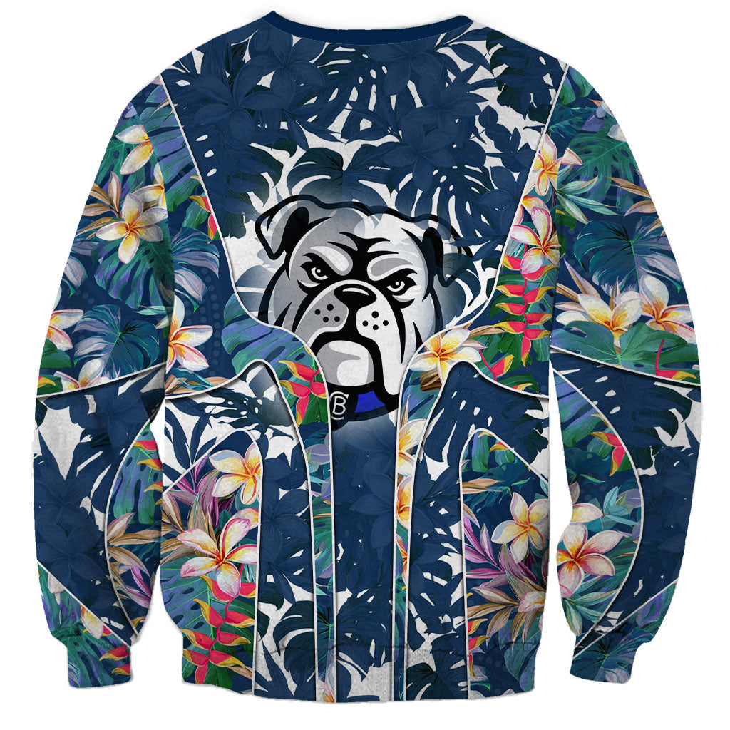 Canterbury-Bankstown Bulldogs Sweatshirt Tropical Hibiscus Floral Pattern With Blue And White Accents