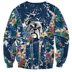 Canterbury-Bankstown Bulldogs Sweatshirt Tropical Hibiscus Floral Pattern With Blue And White Accents