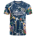 Canterbury-Bankstown Bulldogs T Shirt Tropical Hibiscus Floral Pattern With Blue And White Accents