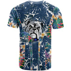 Canterbury-Bankstown Bulldogs T Shirt Tropical Hibiscus Floral Pattern With Blue And White Accents