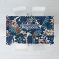Canterbury-Bankstown Bulldogs Tablecloth Tropical Hibiscus Floral Pattern With Blue And White Accents