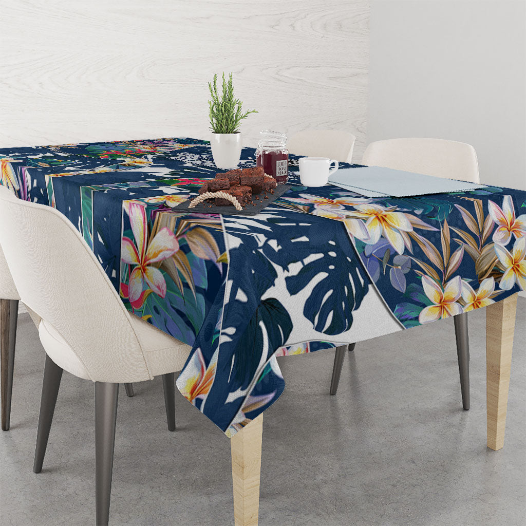 Canterbury-Bankstown Bulldogs Tablecloth Tropical Hibiscus Floral Pattern With Blue And White Accents