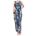 Canterbury-Bankstown Bulldogs Tank Maxi Dress Tropical Hibiscus Floral Pattern With Blue And White Accents