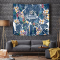 Canterbury-Bankstown Bulldogs Tapestry Tropical Hibiscus Floral Pattern With Blue And White Accents