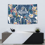 Canterbury-Bankstown Bulldogs Tapestry Tropical Hibiscus Floral Pattern With Blue And White Accents
