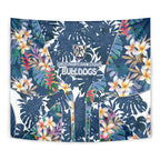 Canterbury-Bankstown Bulldogs Tapestry Tropical Hibiscus Floral Pattern With Blue And White Accents