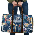 Canterbury-Bankstown Bulldogs Travel Bag Tropical Hibiscus Floral Pattern With Blue And White Accents
