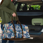Canterbury-Bankstown Bulldogs Travel Bag Tropical Hibiscus Floral Pattern With Blue And White Accents