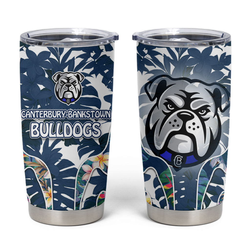 Canterbury-Bankstown Bulldogs Tumbler Cup Tropical Hibiscus Floral Pattern With Blue And White Accents