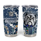 Canterbury-Bankstown Bulldogs Tumbler Cup Tropical Hibiscus Floral Pattern With Blue And White Accents