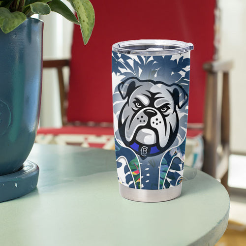 Canterbury-Bankstown Bulldogs Tumbler Cup Tropical Hibiscus Floral Pattern With Blue And White Accents